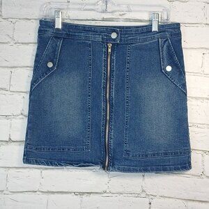 WOMENS UMGEE DENIM SKIRT, ZIP FRONT DETAIL, FRONT POCKETS, SIZE SMALL